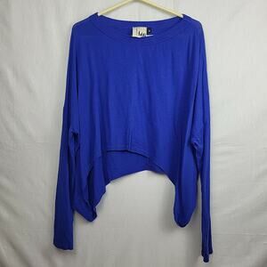 Ttee Womens Blue Shark Bite Hem Lagen Look Oversized Top Sz Small